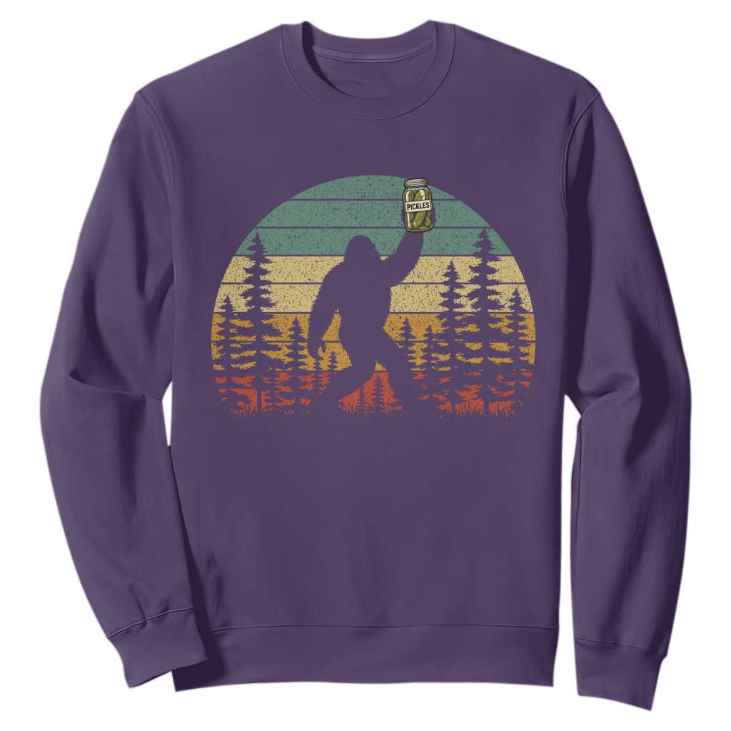 Funny Bigfoot Pickles Lover Sweatshirt Retro Sasquatch Cucumber Food Lover