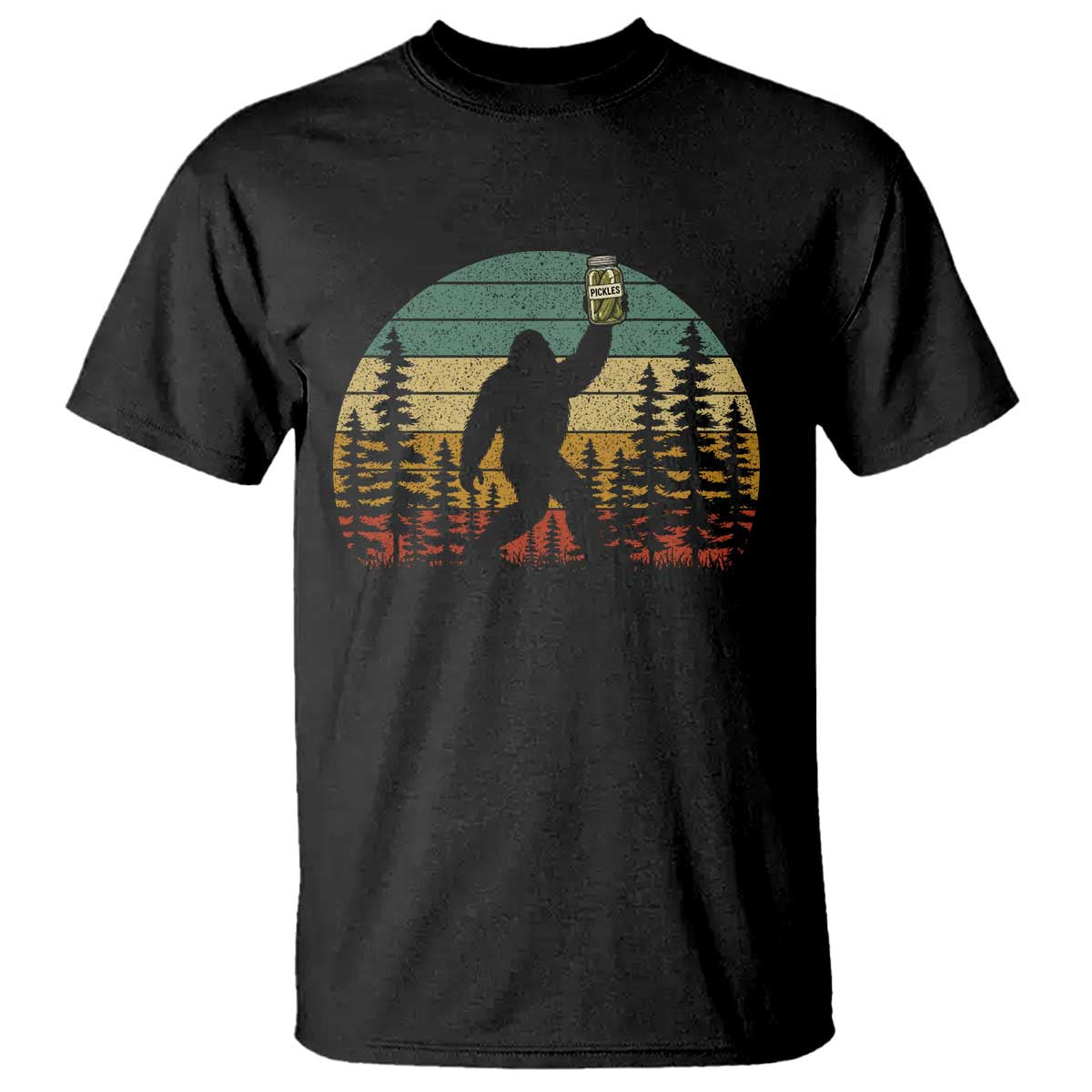 Funny Bigfoot Pickles Lover T Shirt Retro Sasquatch Cucumber Food Lover TS11 Black Print Your Wear