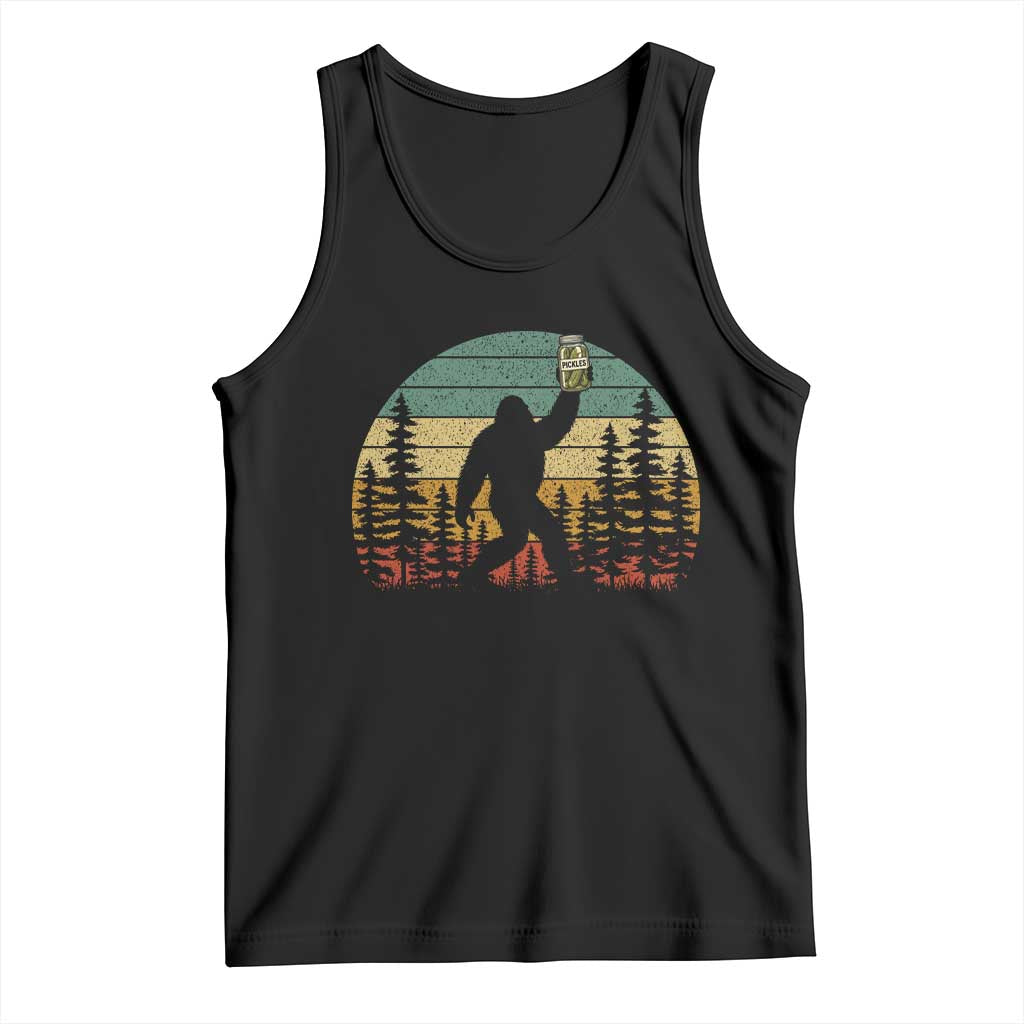 Funny Bigfoot Pickles Lover Tank Top Retro Sasquatch Cucumber Food Lover TS11 Black Print Your Wear