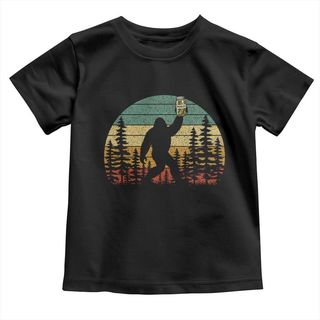 Funny Bigfoot Pickles Lover Toddler T Shirt Retro Sasquatch Cucumber Food Lover