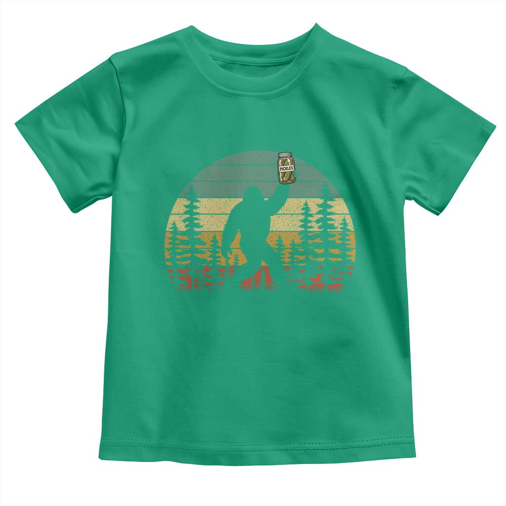Funny Bigfoot Pickles Lover Toddler T Shirt Retro Sasquatch Cucumber Food Lover