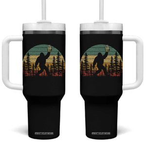 Funny Bigfoot Pickles Lover Tumbler With Handle Retro Sasquatch Cucumber Food Lover