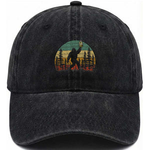 Funny Bigfoot Pickles Lover Washed Cotton Baseball Cap Retro Sasquatch Cucumber Food Lover