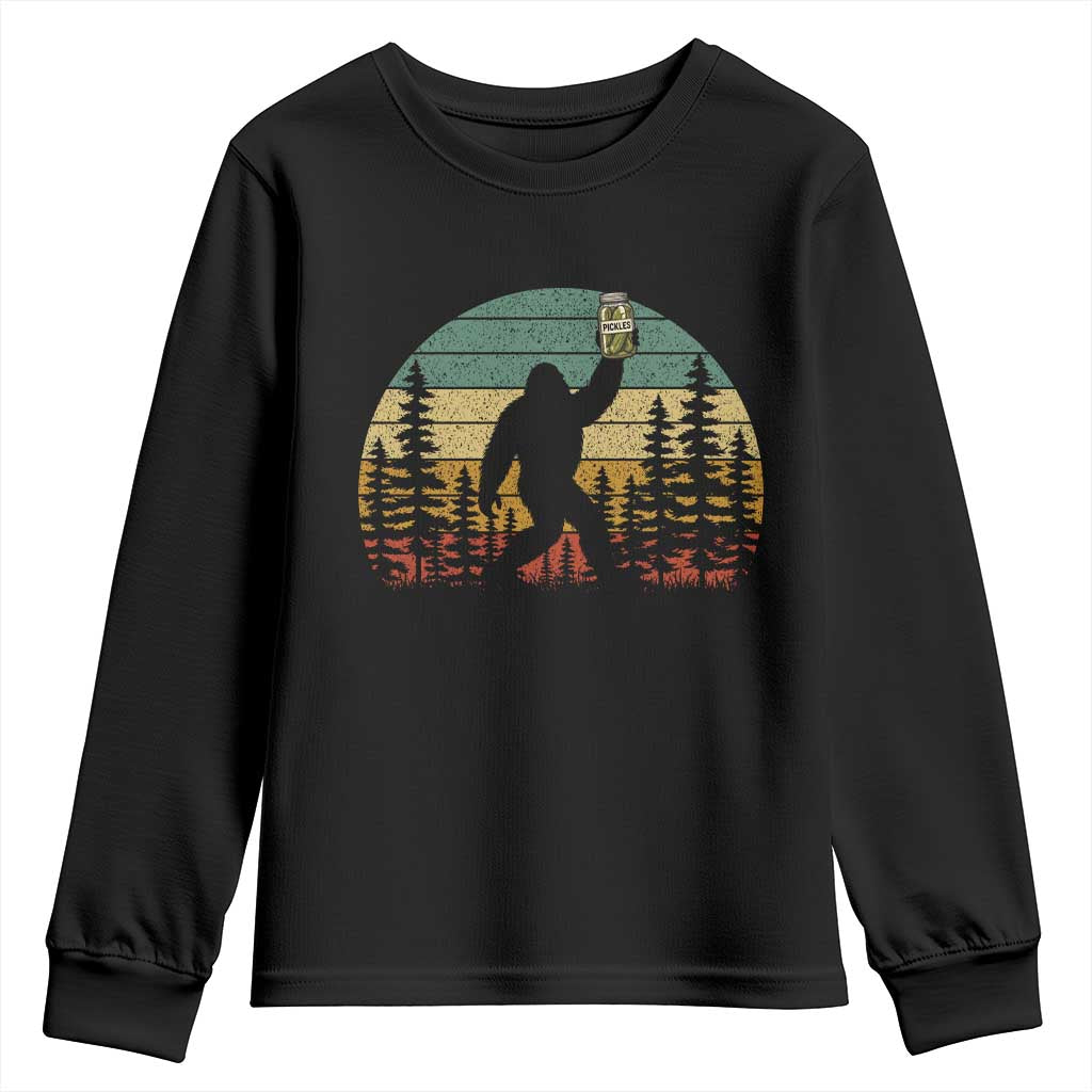Funny Bigfoot Pickles Lover Youth Sweatshirt Retro Sasquatch Cucumber Food Lover TS11 Black Print Your Wear