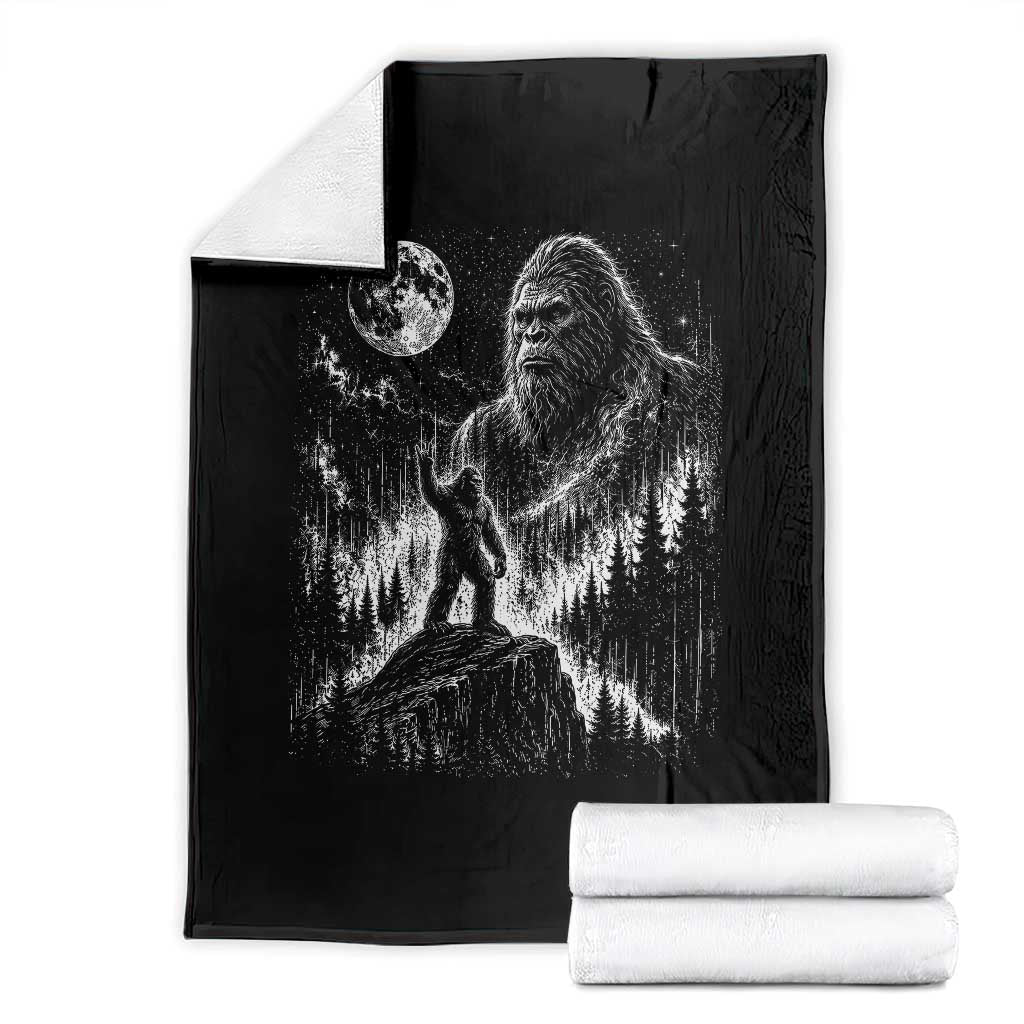 Bigfoot Howling at Moon Mystical Forest Throw Blanket Funny Sasquatch Nature Lover TS11 Black Print Your Wear