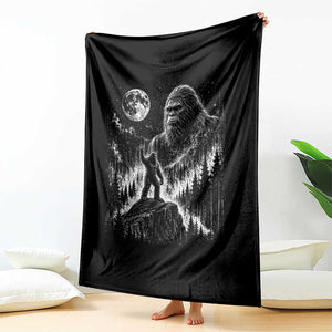 Bigfoot Howling at Moon Mystical Forest Throw Blanket Funny Sasquatch Nature Lover