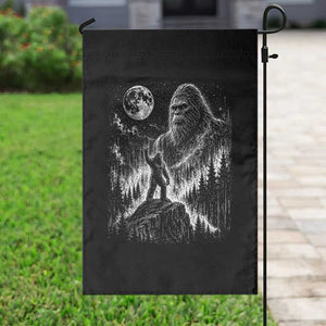 Bigfoot Howling at Moon Mystical Forest Garden Flag Funny Sasquatch Nature Lover