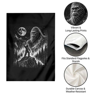 Bigfoot Howling at Moon Mystical Forest Garden Flag Funny Sasquatch Nature Lover