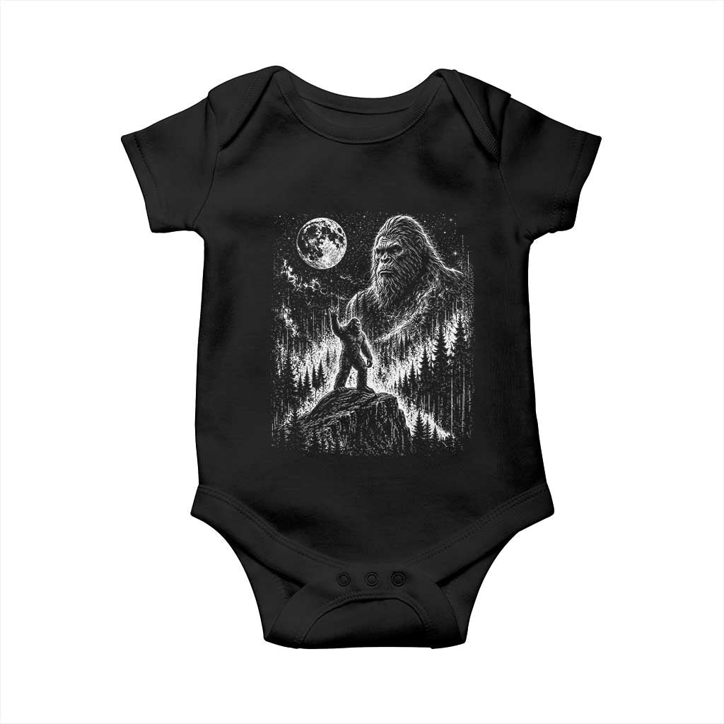 Bigfoot Howling at Moon Mystical Forest Baby Onesie Funny Sasquatch Nature Lover