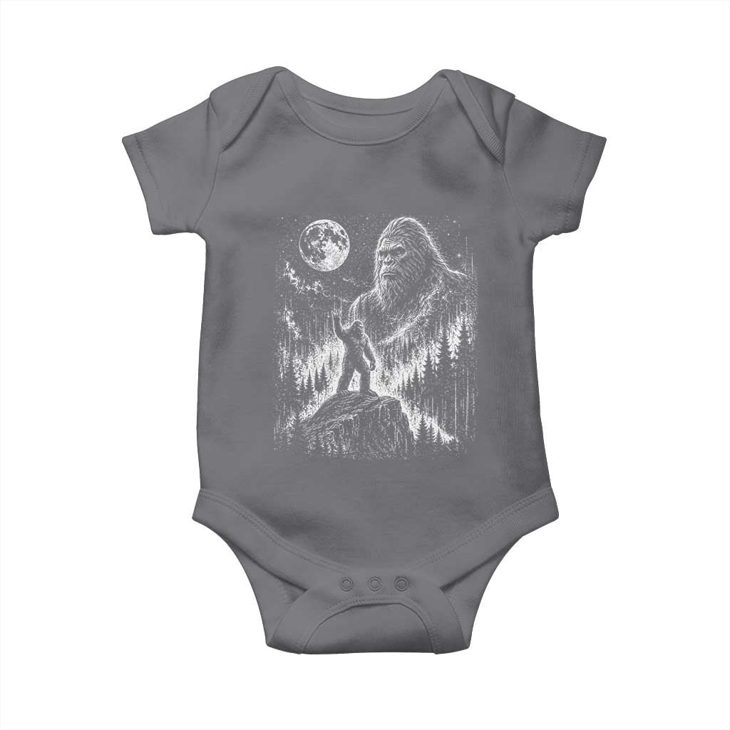 Bigfoot Howling at Moon Mystical Forest Baby Onesie Funny Sasquatch Nature Lover
