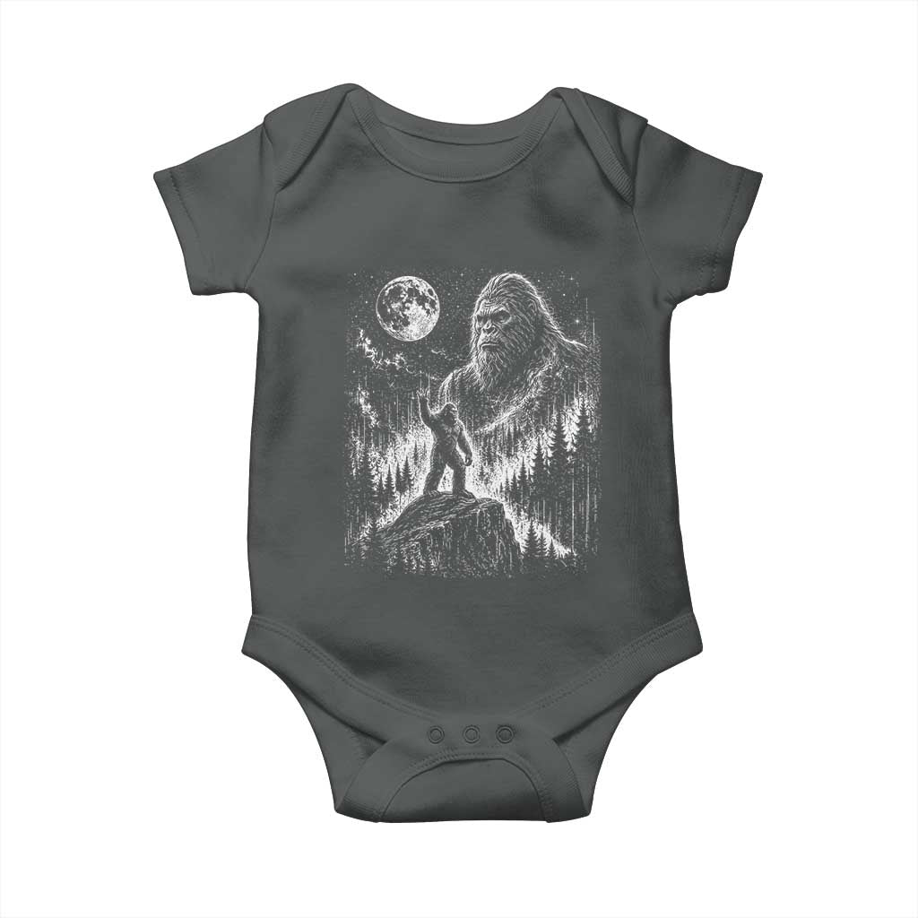 Bigfoot Howling at Moon Mystical Forest Baby Onesie Funny Sasquatch Nature Lover