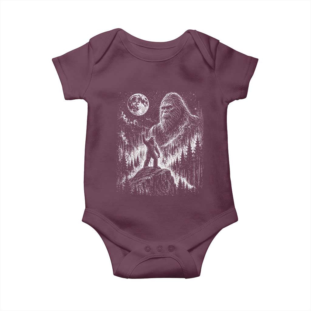 Bigfoot Howling at Moon Mystical Forest Baby Onesie Funny Sasquatch Nature Lover