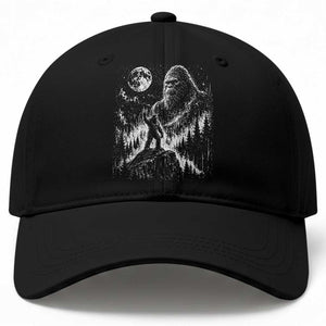 Bigfoot Howling at Moon Mystical Forest Baseball Cap Funny Sasquatch Nature Lover