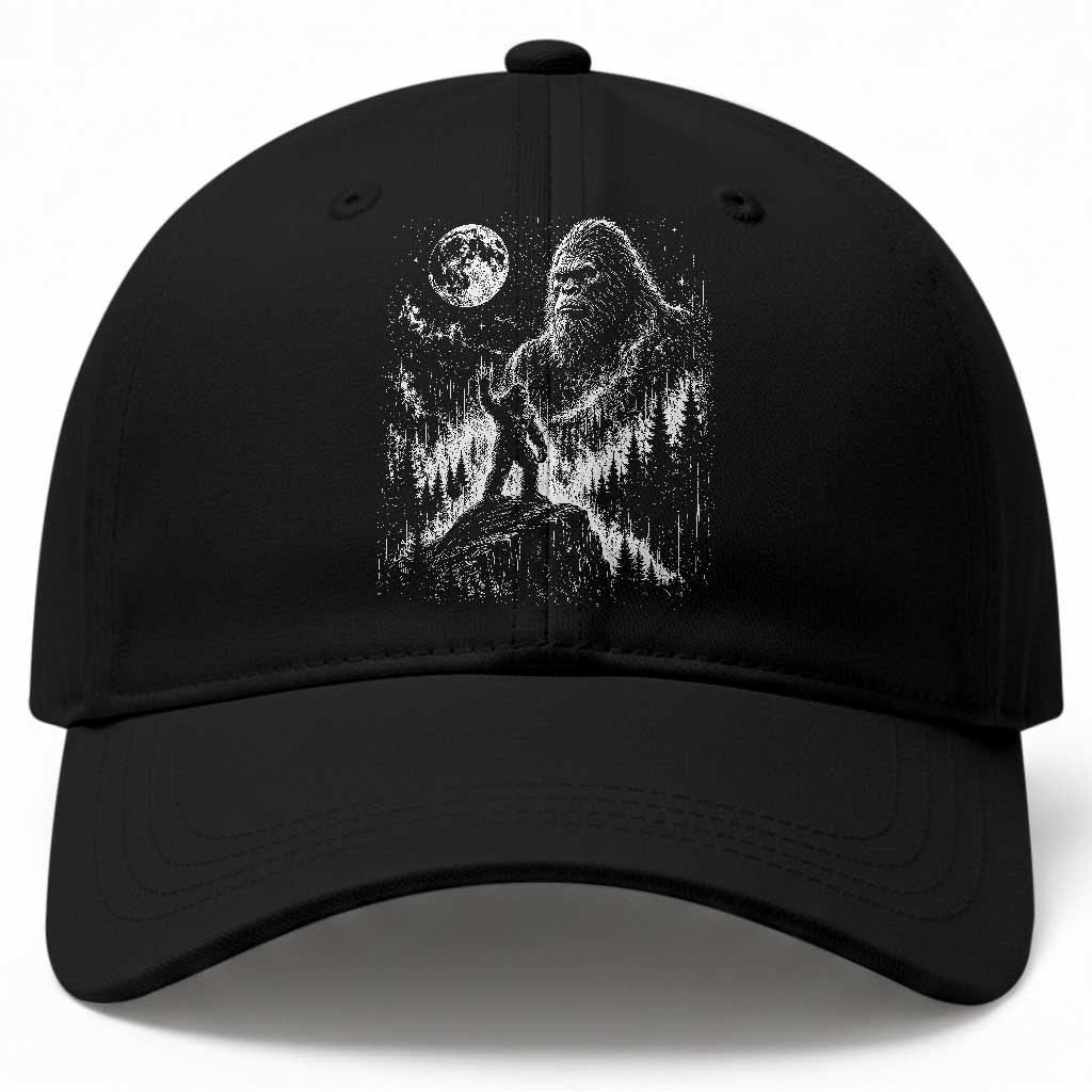 Bigfoot Howling at Moon Mystical Forest Baseball Cap Funny Sasquatch Nature Lover TS11 Print Your Wear