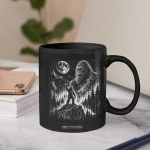 Bigfoot Howling at Moon Mystical Forest Coffee Mug Funny Sasquatch Nature Lover