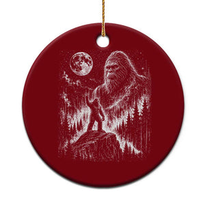 Bigfoot Howling at Moon Mystical Forest Ceramic Ornament Funny Sasquatch Nature Lover