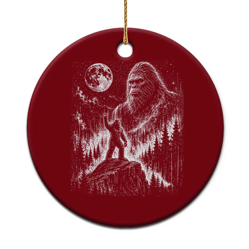 Bigfoot Howling at Moon Mystical Forest Ceramic Ornament Funny Sasquatch Nature Lover TS11 1pc Red Print Your Wear