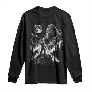 Bigfoot Howling at Moon Mystical Forest Long Sleeve Shirt Funny Sasquatch Nature Lover
