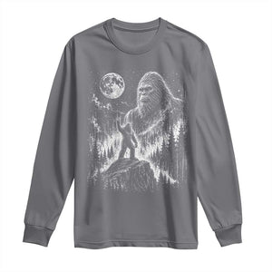 Bigfoot Howling at Moon Mystical Forest Long Sleeve Shirt Funny Sasquatch Nature Lover