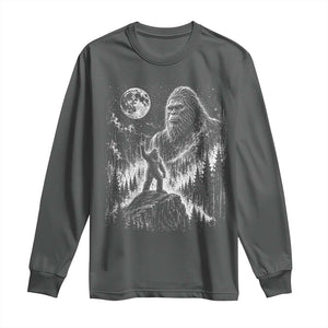 Bigfoot Howling at Moon Mystical Forest Long Sleeve Shirt Funny Sasquatch Nature Lover