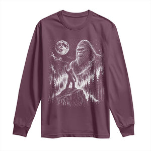 Bigfoot Howling at Moon Mystical Forest Long Sleeve Shirt Funny Sasquatch Nature Lover