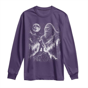 Bigfoot Howling at Moon Mystical Forest Long Sleeve Shirt Funny Sasquatch Nature Lover
