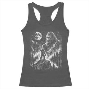 Bigfoot Howling at Moon Mystical Forest Racerback Tank Top Funny Sasquatch Nature Lover