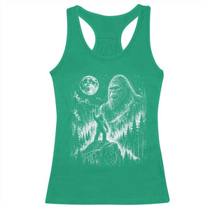 Bigfoot Howling at Moon Mystical Forest Racerback Tank Top Funny Sasquatch Nature Lover