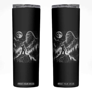 Bigfoot Howling at Moon Mystical Forest Skinny Tumbler Funny Sasquatch Nature Lover