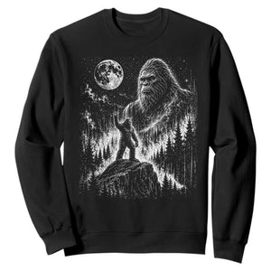 Bigfoot Howling at Moon Mystical Forest Sweatshirt Funny Sasquatch Nature Lover