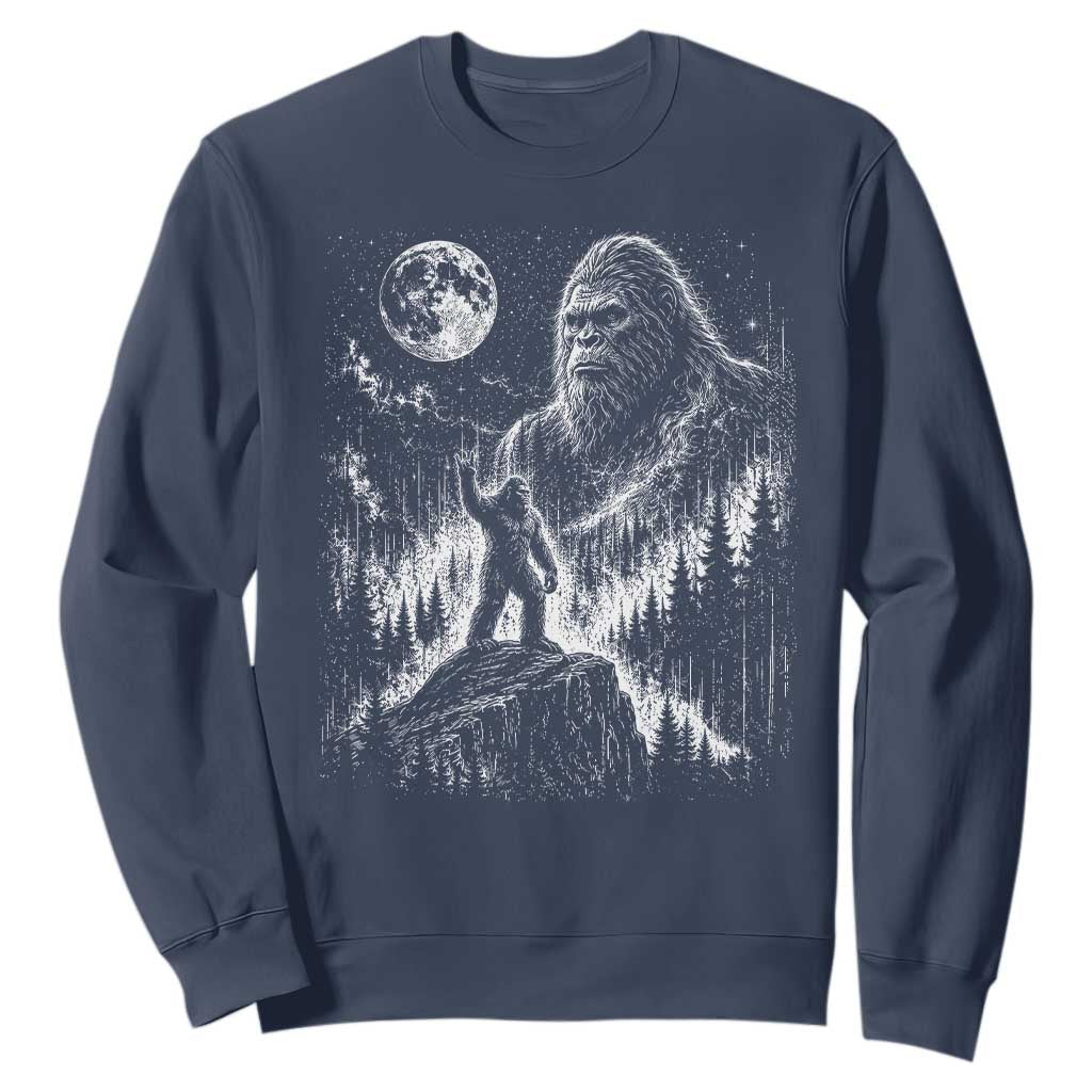 Bigfoot Howling at Moon Mystical Forest Sweatshirt Funny Sasquatch Nature Lover