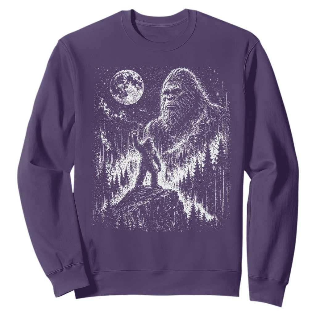 Bigfoot Howling at Moon Mystical Forest Sweatshirt Funny Sasquatch Nature Lover