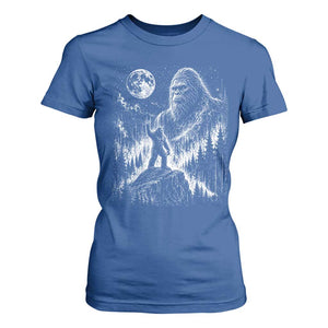 Bigfoot Howling at Moon Mystical Forest T Shirt For Women Funny Sasquatch Nature Lover