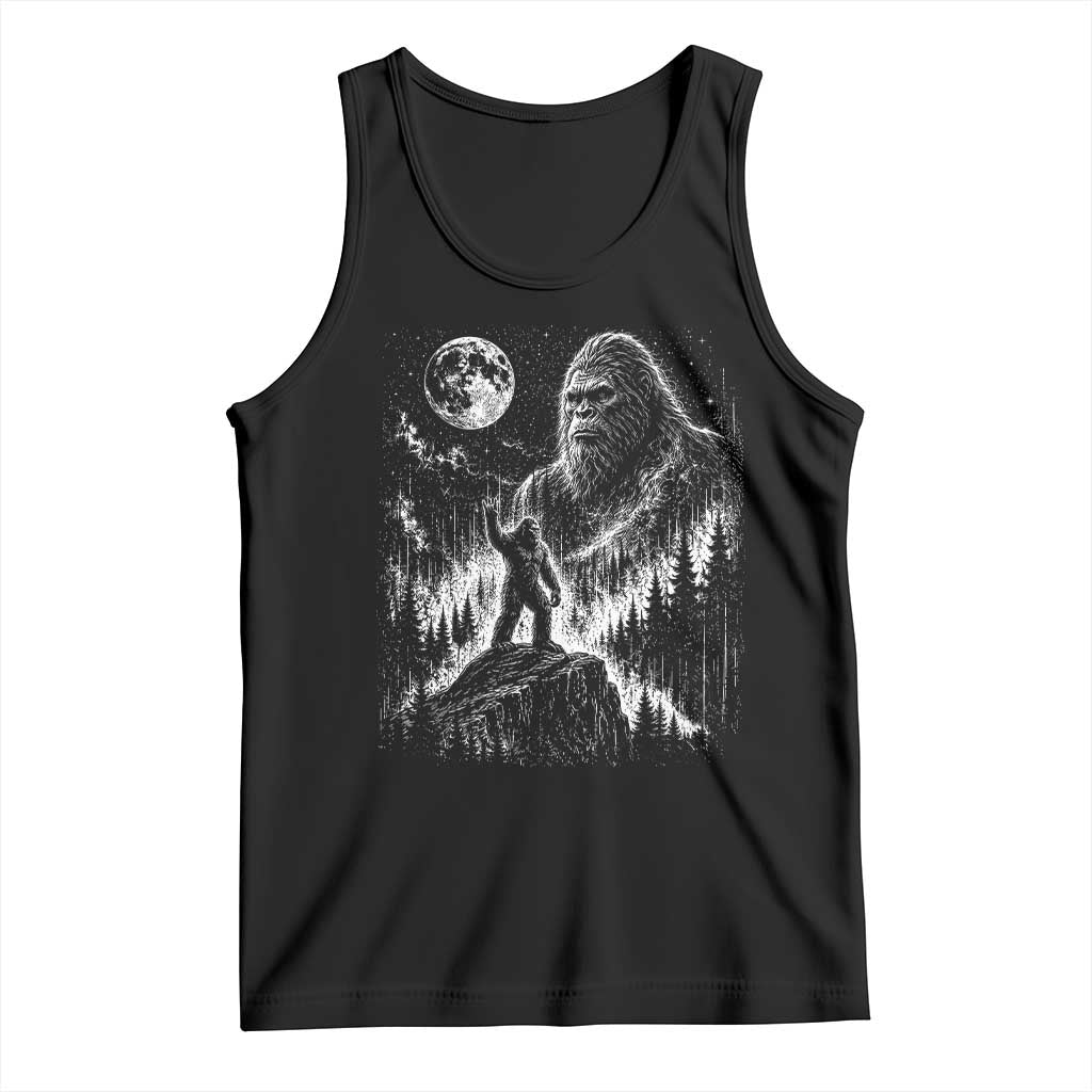 Bigfoot Howling at Moon Mystical Forest Tank Top Funny Sasquatch Nature Lover TS11 Black Print Your Wear