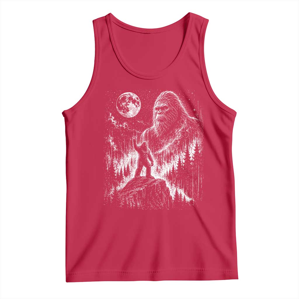 Bigfoot Howling at Moon Mystical Forest Tank Top Funny Sasquatch Nature Lover