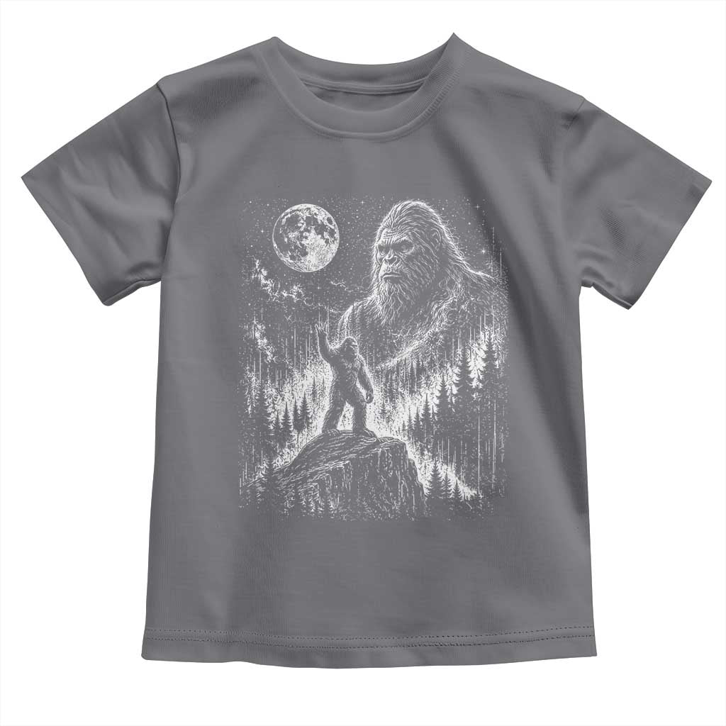 Bigfoot Howling at Moon Mystical Forest Toddler T Shirt Funny Sasquatch Nature Lover