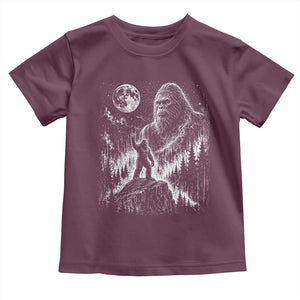 Bigfoot Howling at Moon Mystical Forest Toddler T Shirt Funny Sasquatch Nature Lover