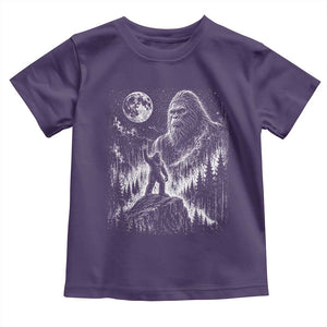 Bigfoot Howling at Moon Mystical Forest Toddler T Shirt Funny Sasquatch Nature Lover