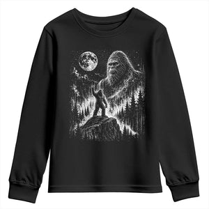 Bigfoot Howling at Moon Mystical Forest Youth Sweatshirt Funny Sasquatch Nature Lover