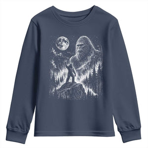 Bigfoot Howling at Moon Mystical Forest Youth Sweatshirt Funny Sasquatch Nature Lover