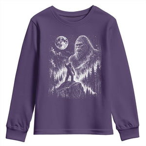 Bigfoot Howling at Moon Mystical Forest Youth Sweatshirt Funny Sasquatch Nature Lover
