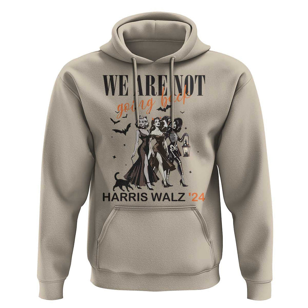 Halloween Harris Walz'24 Hoodie We Are Not Going Back Witches Bat TS11 Sand Print Your Wear