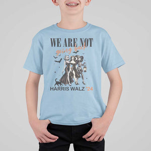 Halloween Harris Walz'24 T Shirt For Kid We Are Not Going Back Witches Bat TS11 Light Blue Print Your Wear