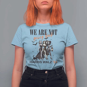Halloween Harris Walz'24 T Shirt For Women We Are Not Going Back Witches Bat TS11 Light Blue Print Your Wear