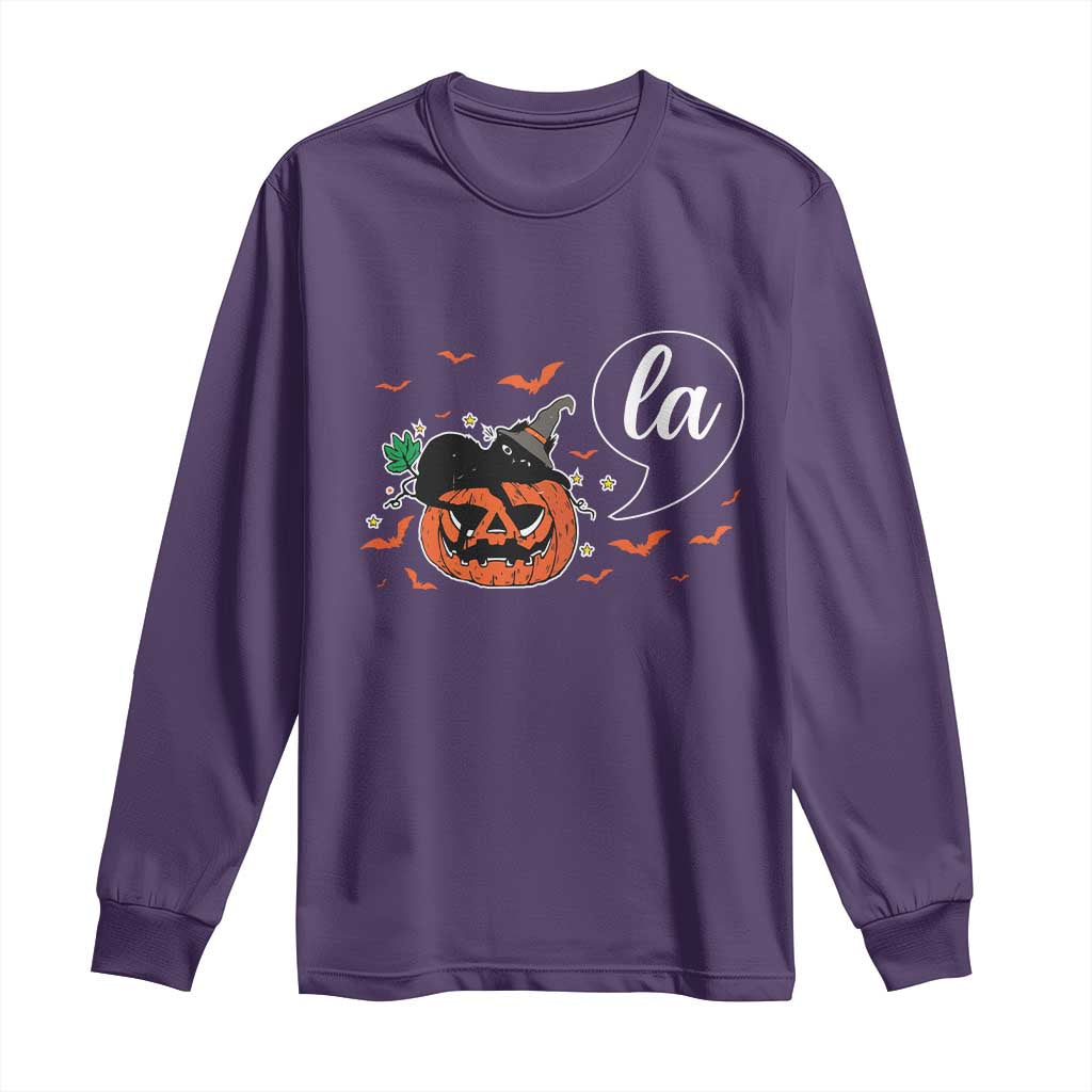 Harris Halloween 2024 Long Sleeve Shirt Comma La Kamala Black Cat Witches TS11 Purple Print Your Wear