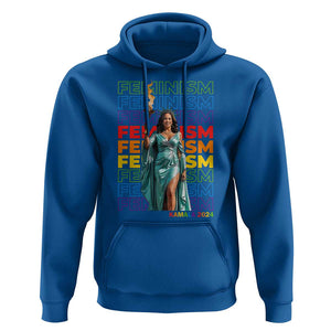 Harris Supporter Hoodie Kamala 2024 Feminism LGBT Rainbow Flag Liberty Torch TS11 Royal Blue Print Your Wear