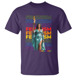 Harris Supporter T Shirt Kamala 2024 Feminism LGBT Rainbow Flag Liberty Torch TS11 Purple Print Your Wear