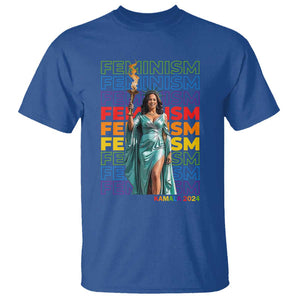Harris Supporter T Shirt Kamala 2024 Feminism LGBT Rainbow Flag Liberty Torch TS11 Royal Blue Print Your Wear