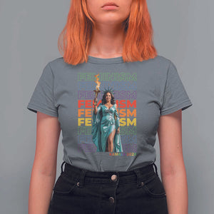 Harris Supporter T Shirt For Women Kamala 2024 Feminism LGBT Rainbow Flag Liberty Torch TS11 Charcoal Print Your Wear