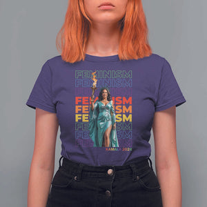 Harris Supporter T Shirt For Women Kamala 2024 Feminism LGBT Rainbow Flag Liberty Torch TS11 Purple Print Your Wear